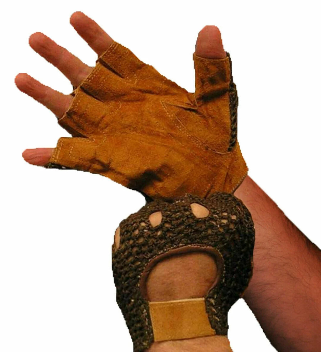 Weightlifting Gloves Real Leather Mesh Back N80769