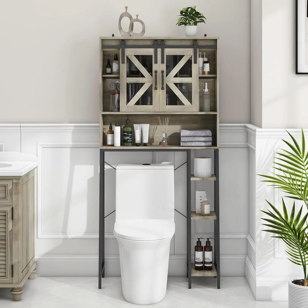 Over The Toilet Storage Cabinet with Sliding Barn Door C40024