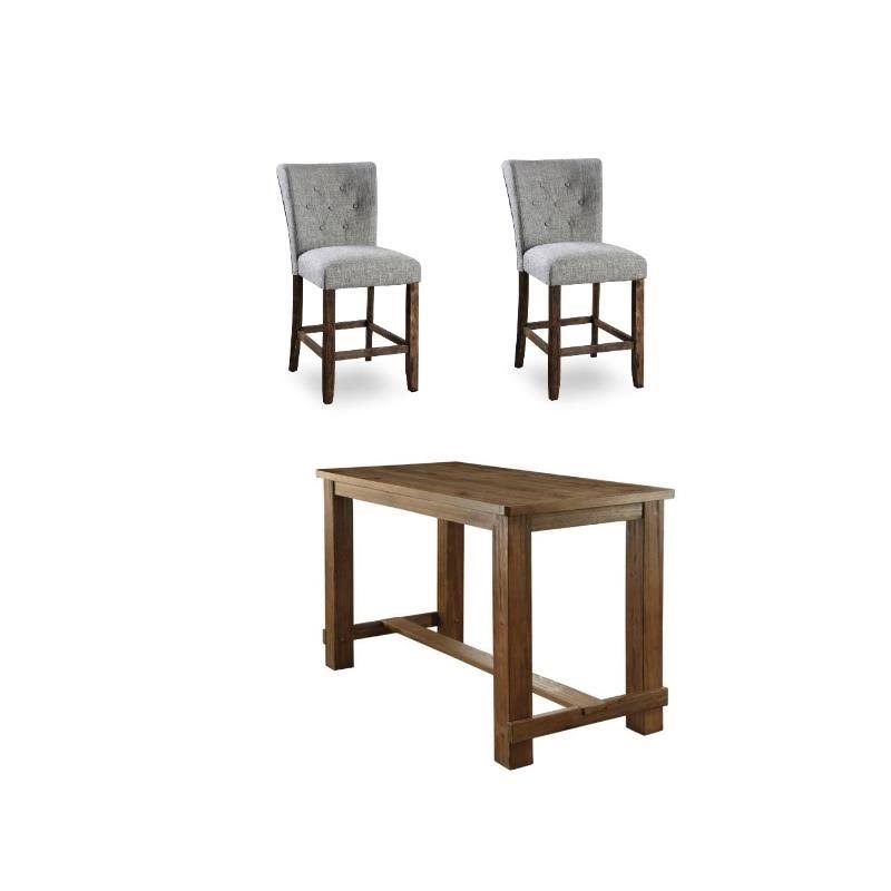 Set of 3 Pub Table and Pub Chairs in Natural Tone D20606