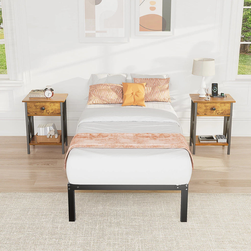 Full Size Heavy Duty Platform Bed Frame with Underbed Storage U36932