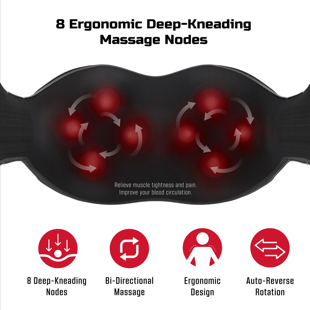 Cordless 3D Shiatsu Neck and Back Massager with Heat W806