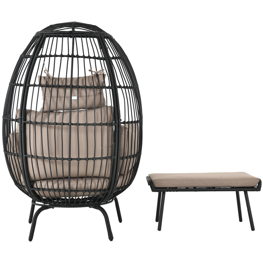Wicker Egg Chair with Ottoman, Stand, Cushions X950664