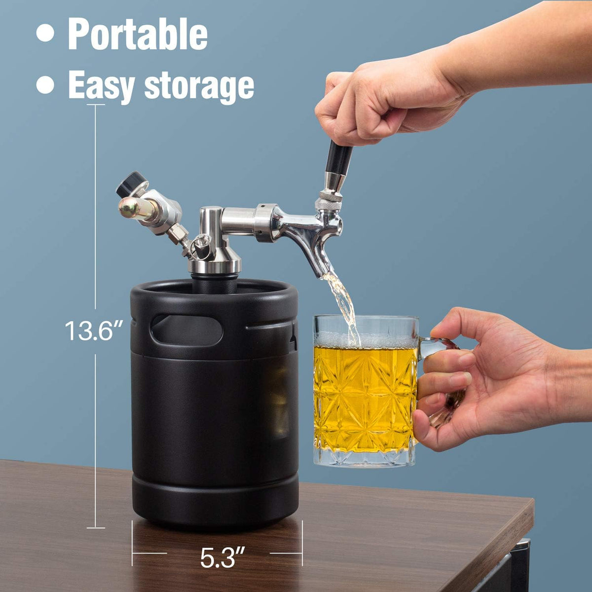 64oz Stainless Steel Pressurized Mini Keg with Cooler Jacket G83841