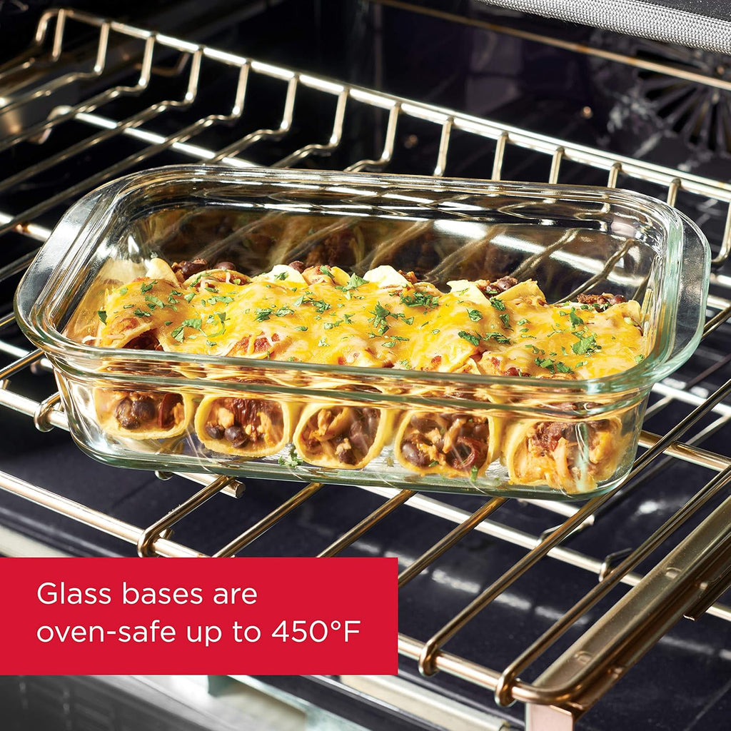 8-Piece Glass Food Storage Containers with Lids, Clear/Grey D528829