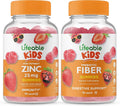 Zinc 25mg Kids Prebiotic Fiber Gummies Bundle Chewable Gluten Free GMO Free Vitamin Supplement Z532