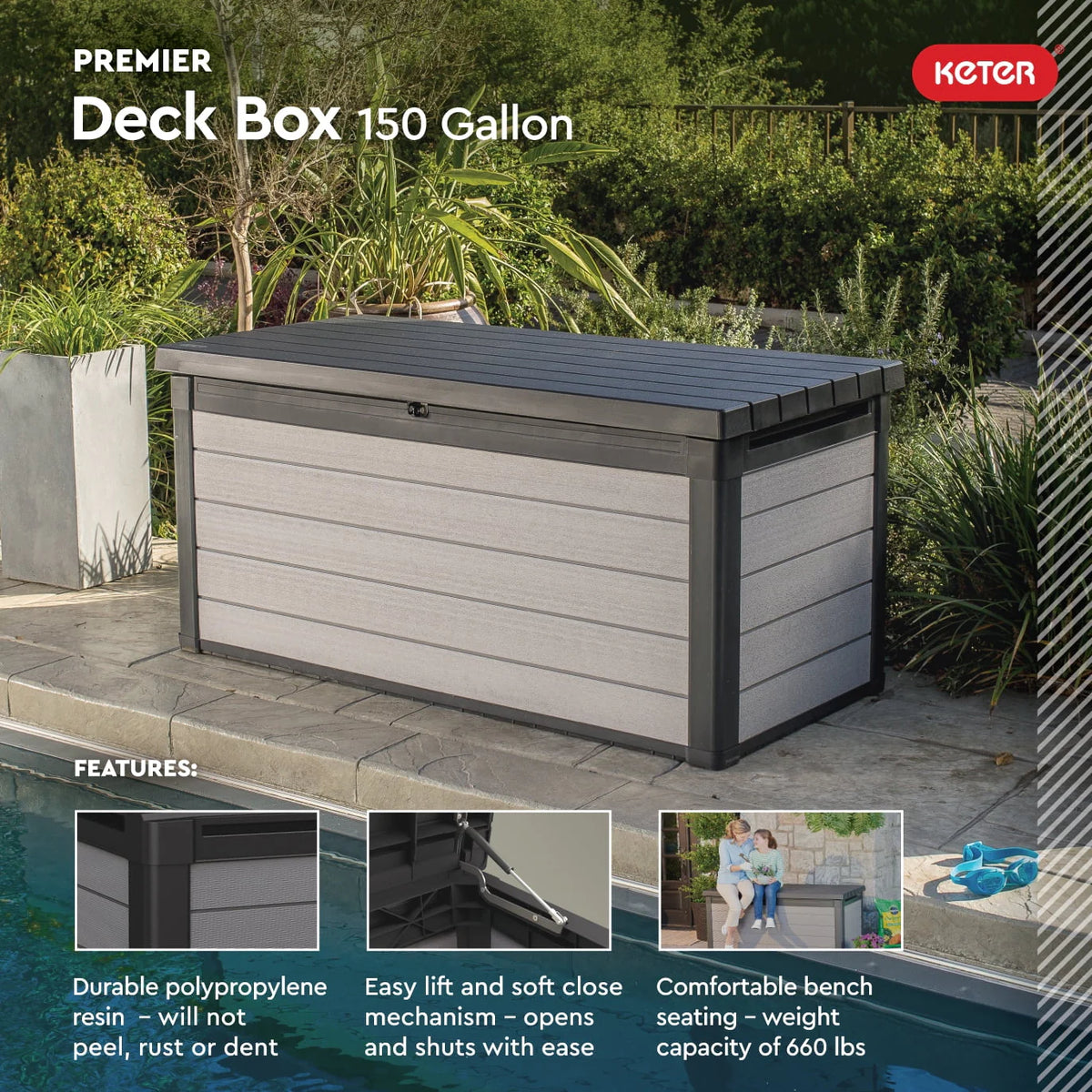 150 Gallon Wood and Resin Deck Box M251