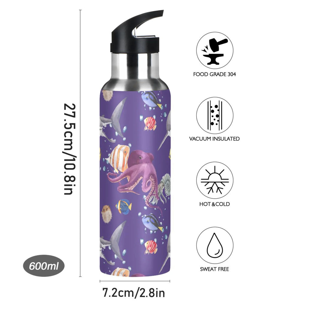 20 OZ Stainless Steel Vacuum Insulated Water Bottle with Straw Lid P54930