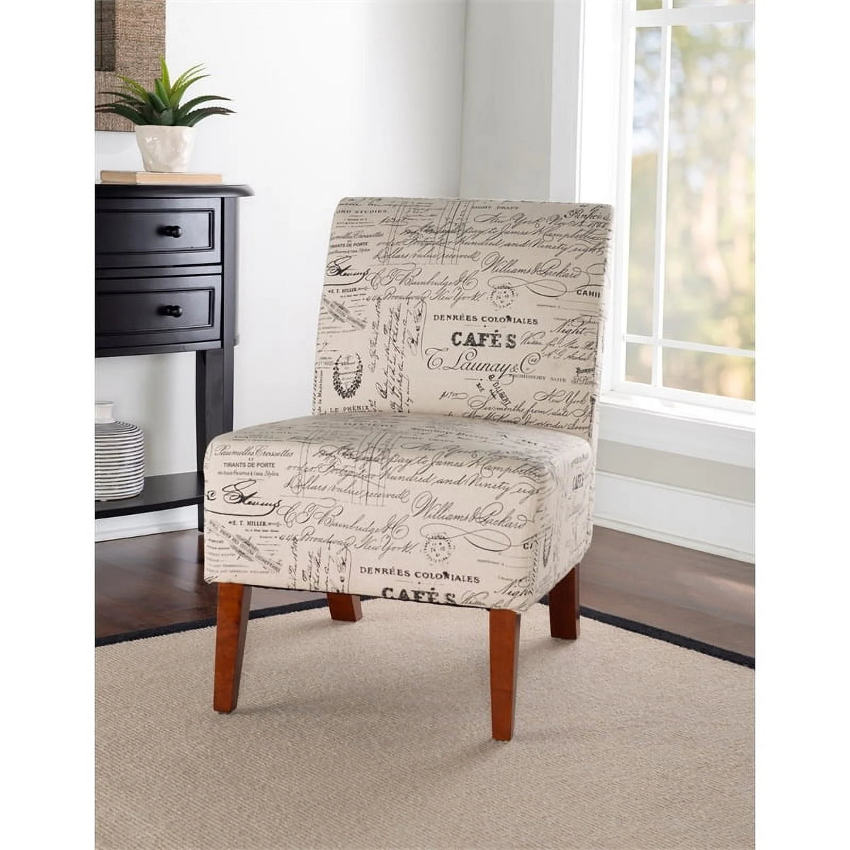 Contemporary Fabric Slipper Chair in Beige W2034