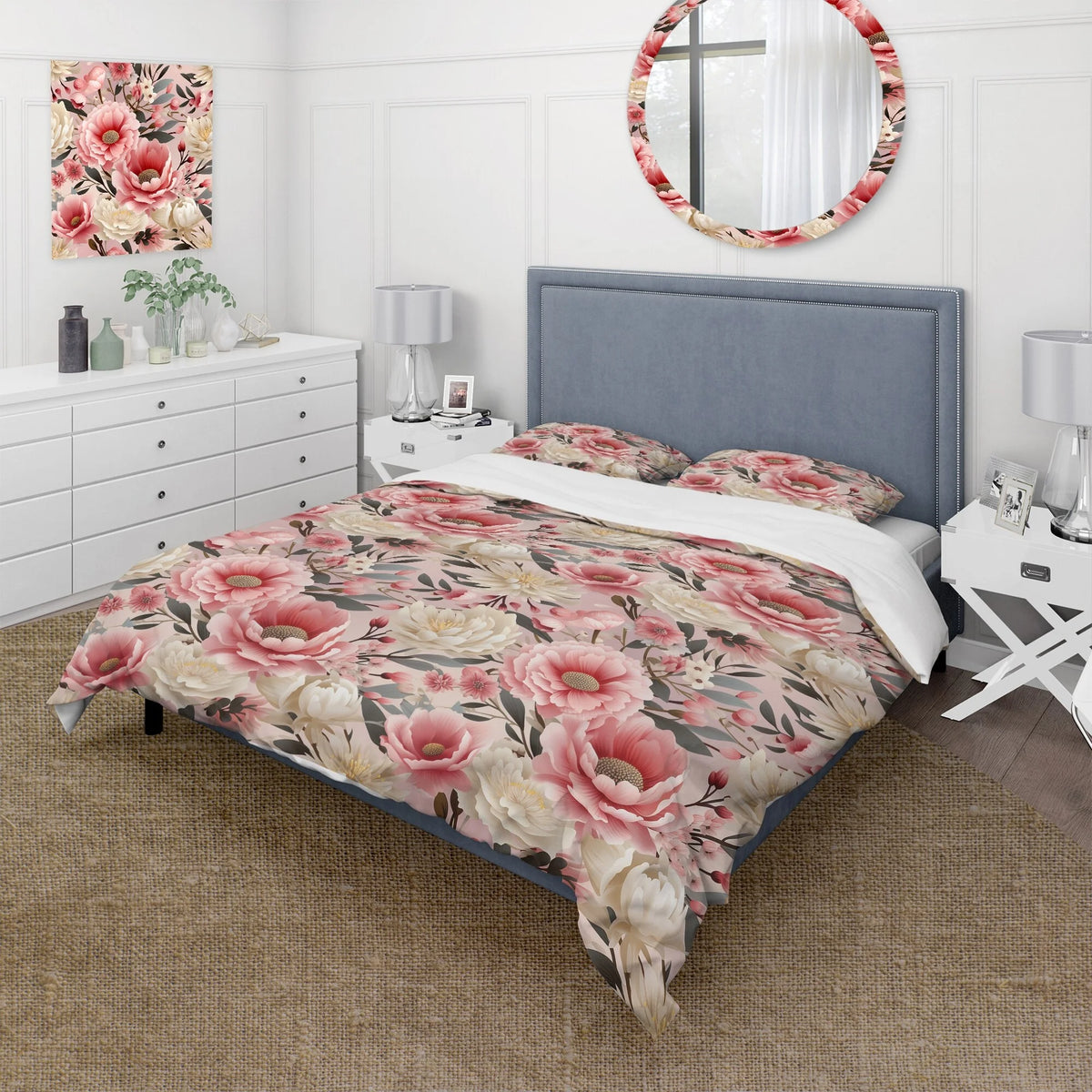 Pink Floral Bedding Set With 1 Sham M31396