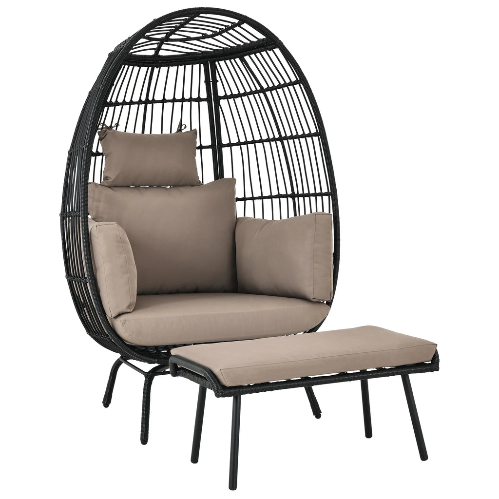 Wicker Egg Chair with Ottoman, Stand, Cushions X950664