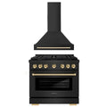36 In. Gas Range and Range Hood in Black Stainless Steel with Gold A78888
