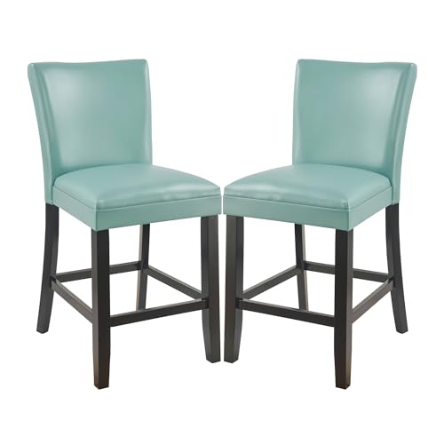 Red Faux Leather 25" Counter Height Bar Stools Set of 2 I609785