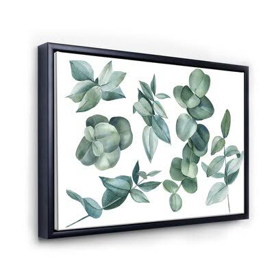 Dark Green Eucalyptus Leaves Painting on Canvas D262786
