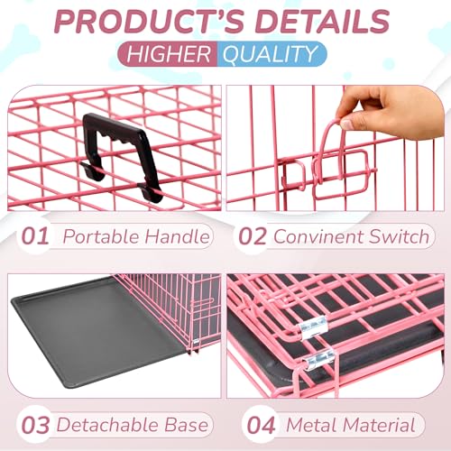 42 Inch Double Door Folding Metal Wire Dog Crate with Divider Panel and Leak-Proof Plastic Pan Y1521
