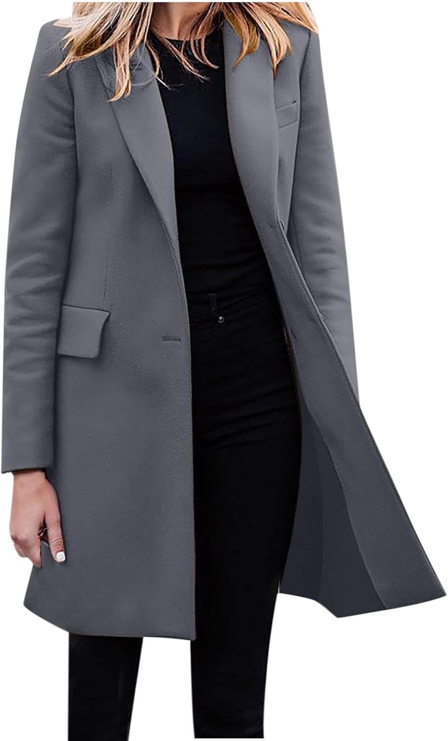 Faux Wool Long Trench Coat with Belt Q850034