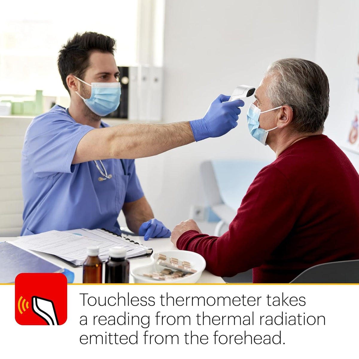 Non-Contact Infrared Forehead Thermometer, Pack of 2 E634