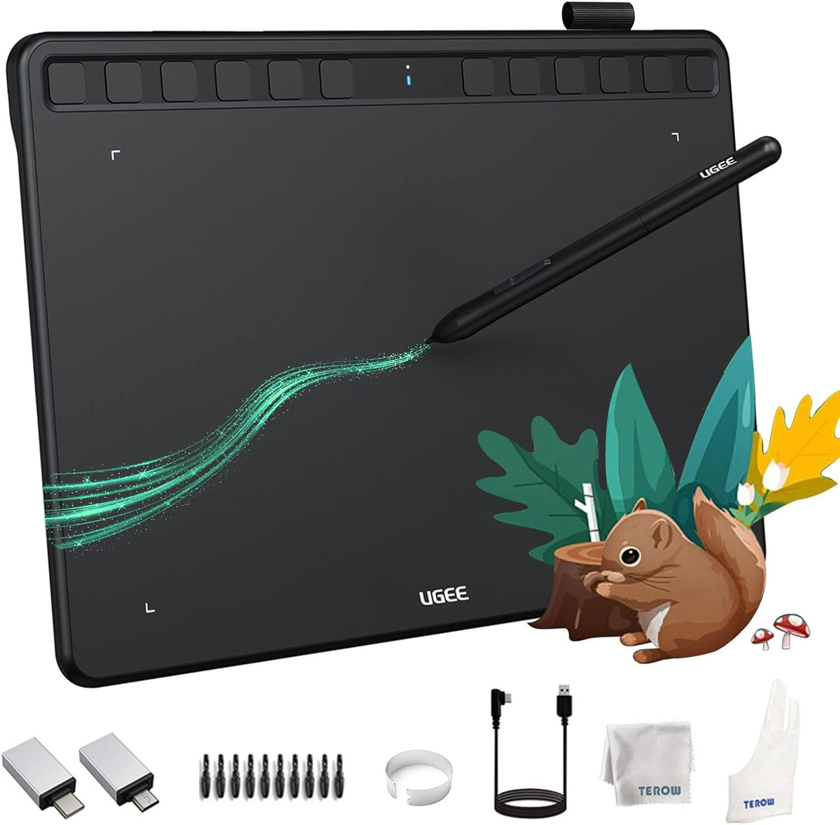 Wireless Graphics Drawing Tablet 6x4 Inch with Battery-Free Stylus N738