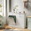 White Free Standing Tilt Out Trash Cabinet with Drawer R919