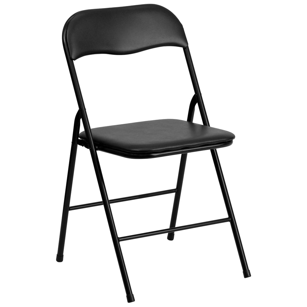 Black 5 Piece Folding Card Table and Chair Set Z34494