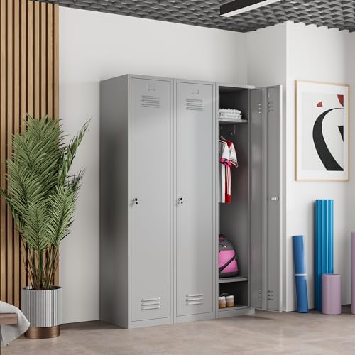 71" Tall Grey Steel Lockable Metal Locker C369543