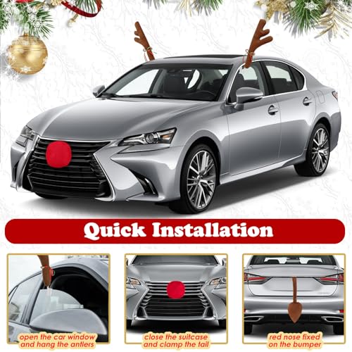 Car Reindeer Antler Kit Nose and Tail Christmas Decoration Set T56821
