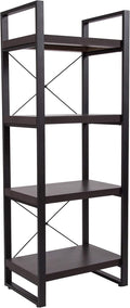 Charcoal Wood Grain 4 Shelf Etagere Bookcase A2687