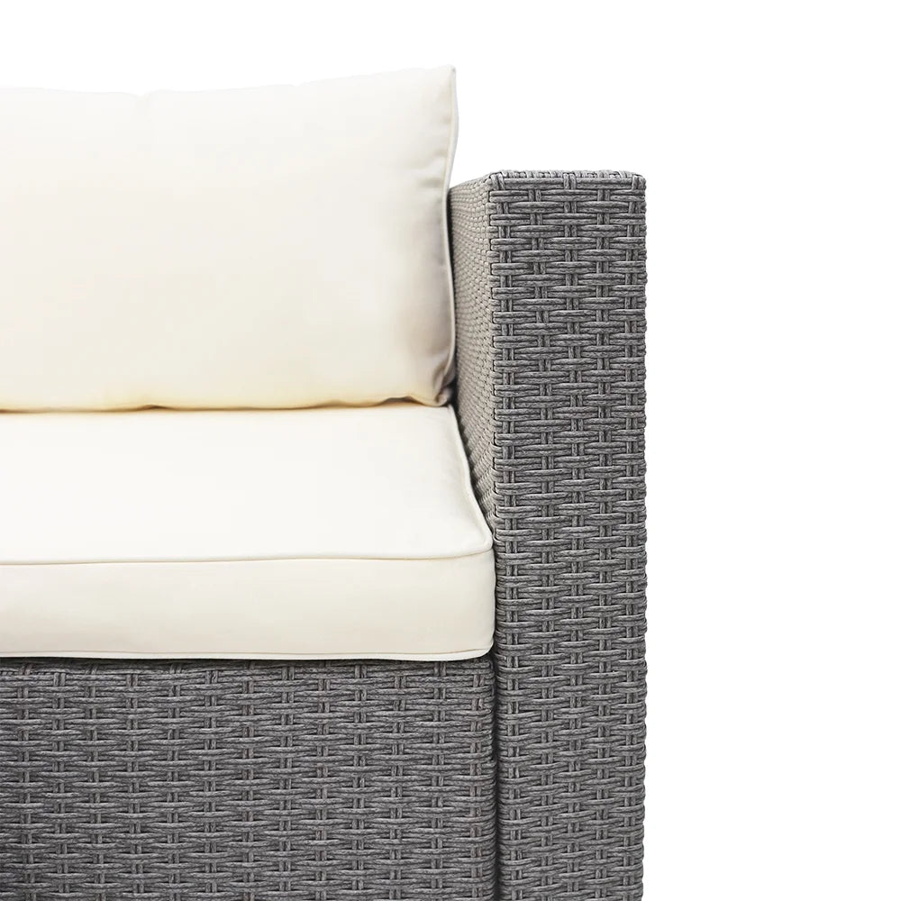 3 Piece Wicker Sectional Conversation Set with Cushions - Grey N642