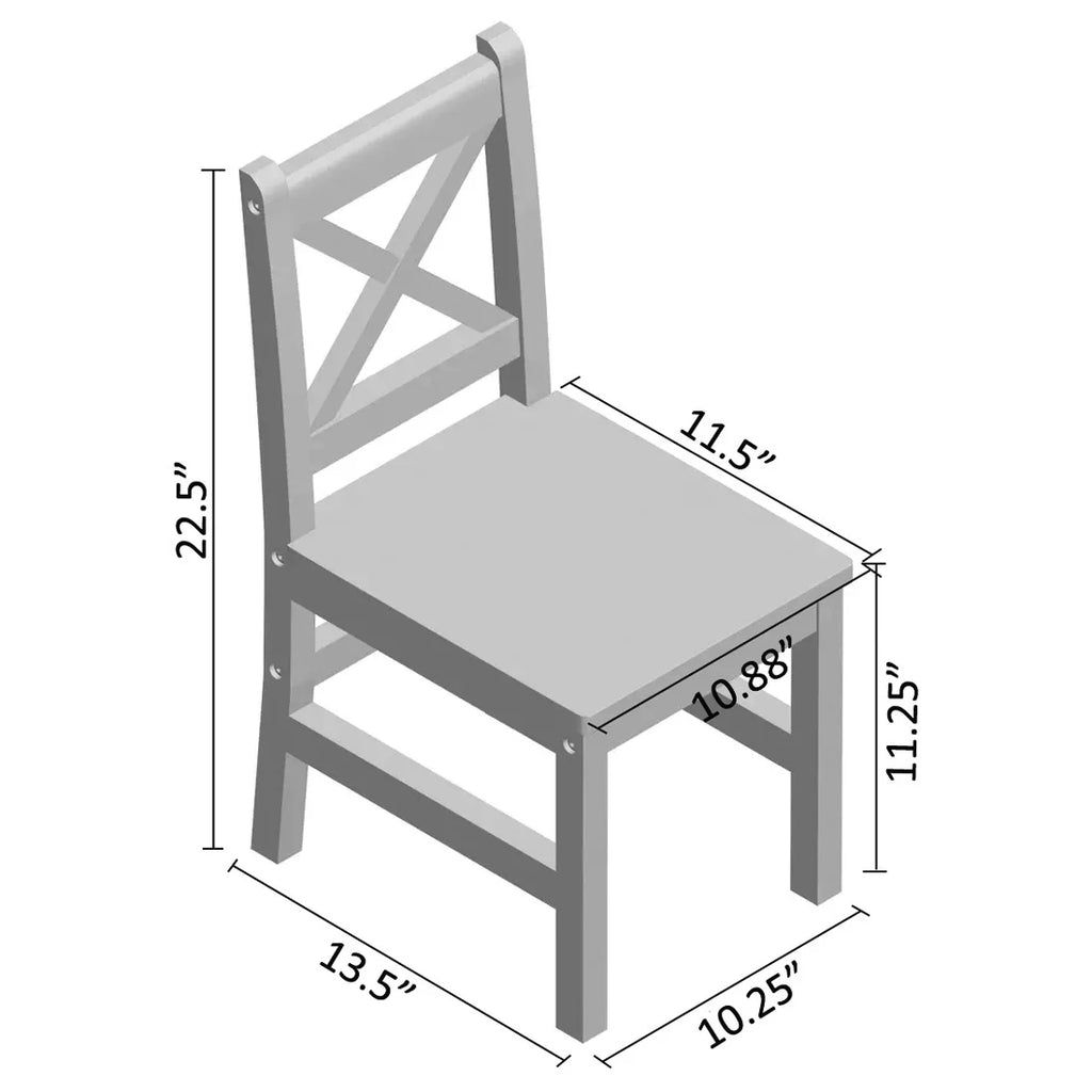 Solid Hard Wood Kids Table and Chair Set, 3 Pieces H651515