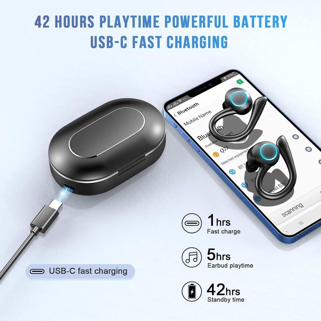 Wireless Bluetooth 5.1 Sport Earbuds with Earhooks, IP7 Waterproof, Pack of 2 V378