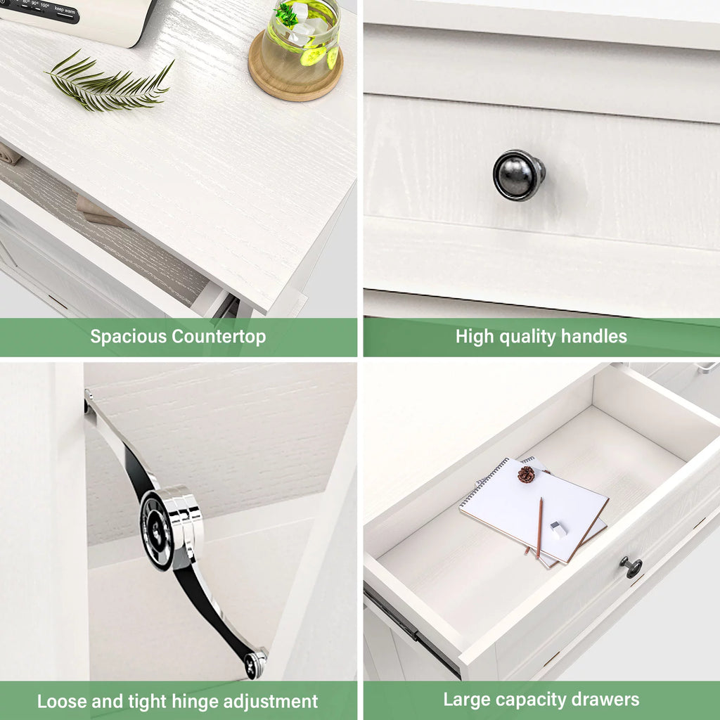 White Free Standing Tilt Out Trash Cabinet with Drawer R919