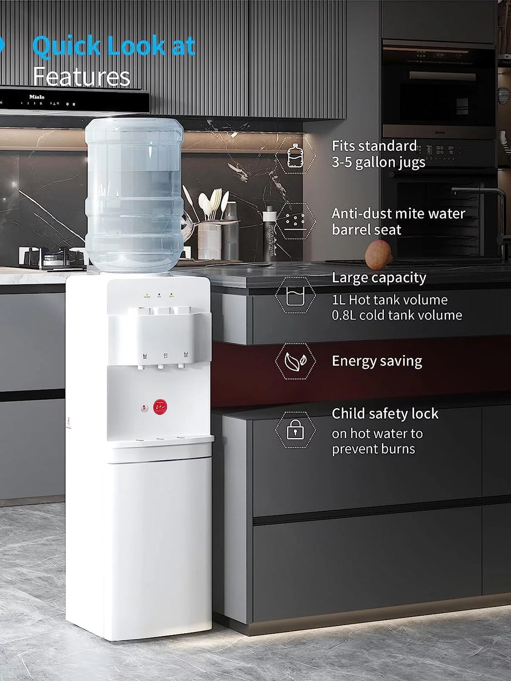 Top Loading Hot & Cold Water Cooler Dispenser White D194092