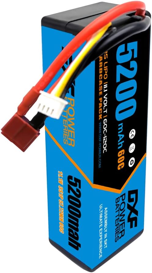 3S Lipo Battery 5200mAh 11.1V 60C Hard Case with Deans Connector (2 Pack) U501826