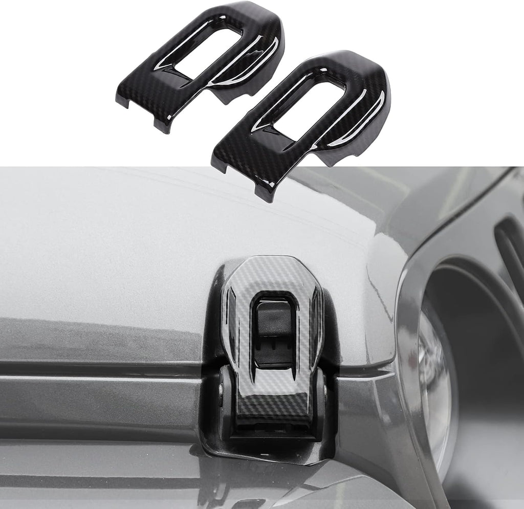 Carbon Fiber Hood Latch Cover Accessories for Jeep Wrangler JL Gladiator JT 2018-2021 (2 PCS) L1511