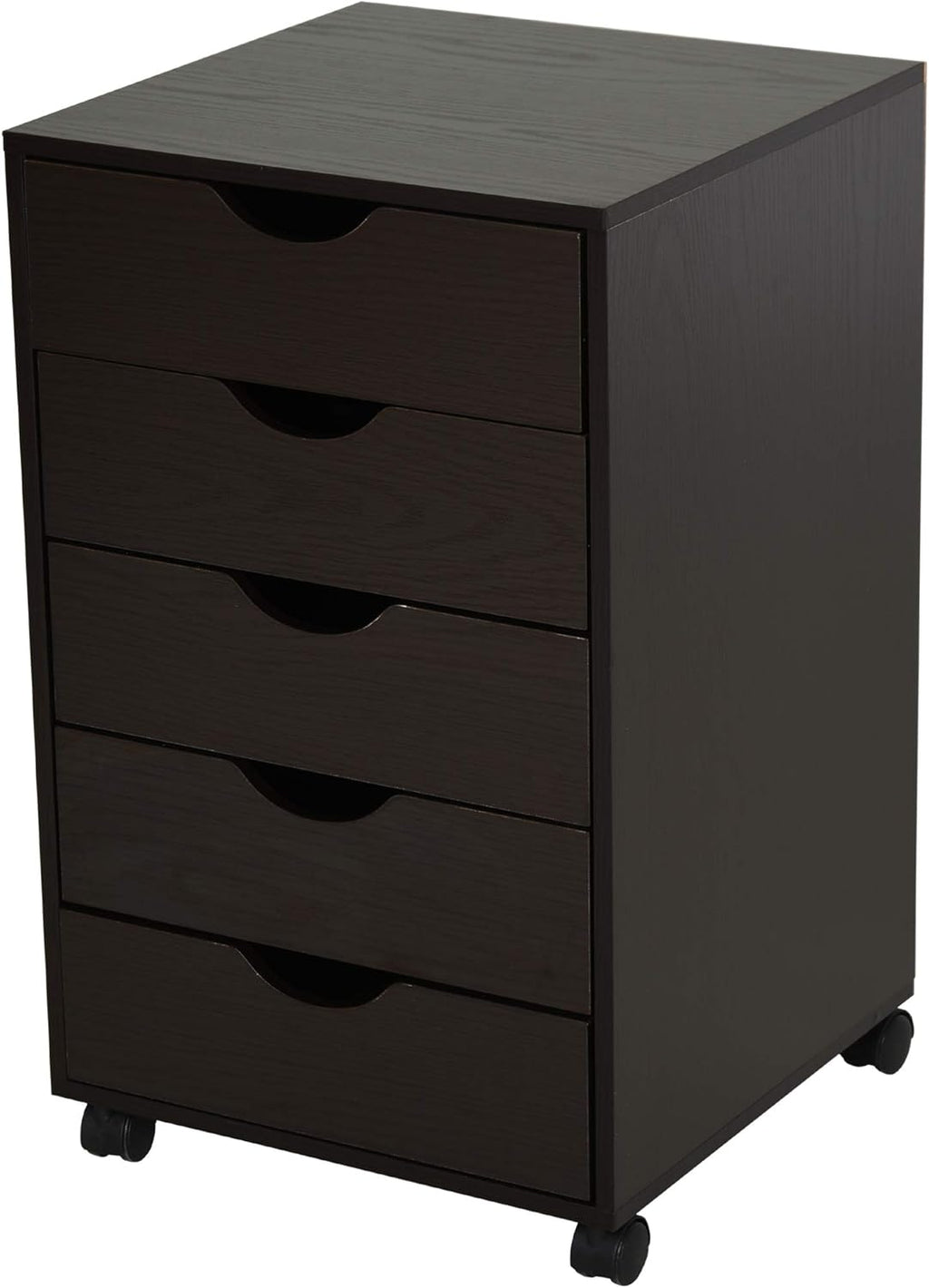 Black 5 Drawer Filing Cabinet with Wheels J350