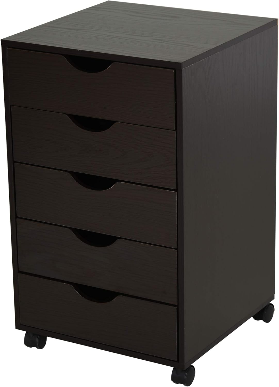 Black 5 Drawer Filing Cabinet with Wheels J350