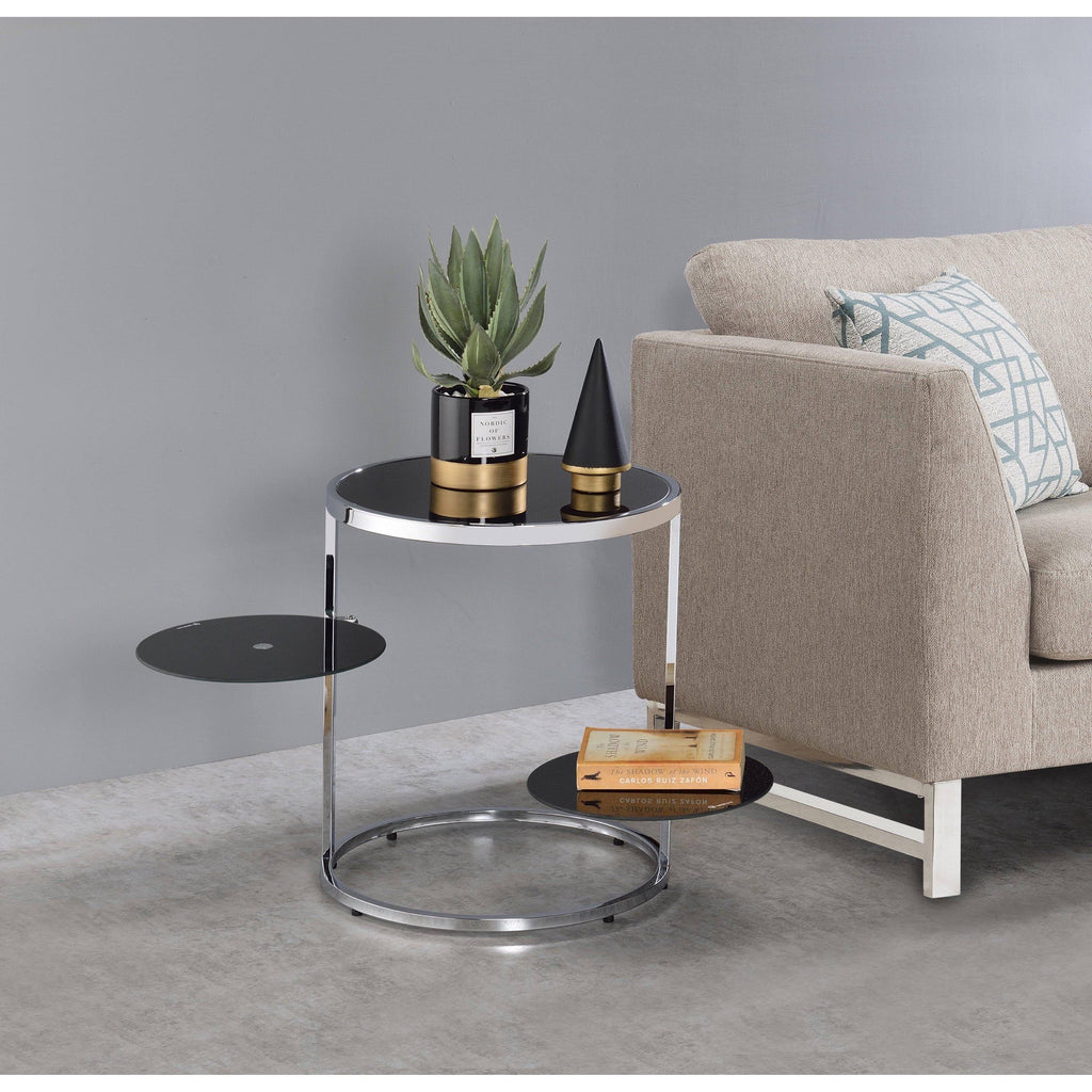 Black & Chrome Finish Side Table A686607