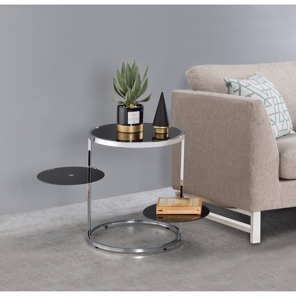 Black & Chrome Finish Side Table A686607