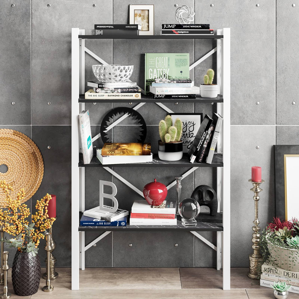 White Metal Wood Bookcase R3051