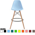 Blue 28" Plastic Bar Stool with Wood Legs U26598