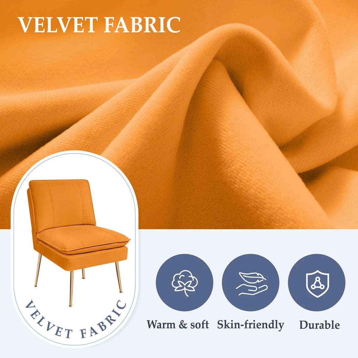 Orange Armless Upholstered Accent Chair Set of 2 G3328