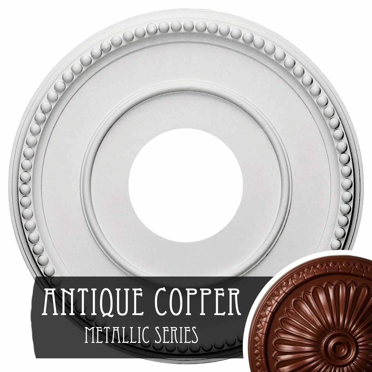 12 1/2x22OD x 3 7/8x22ID x 3/4x22P Hand-Painted Smokey Topaz Ceiling Medallion E30230