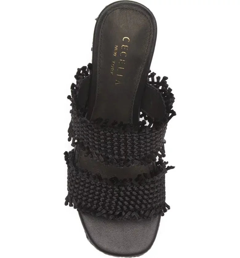 Black Platform Wedge Sandals Z17899