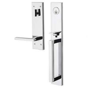 Satin Brass/Black Single Cylinder Handleset with Lever O875