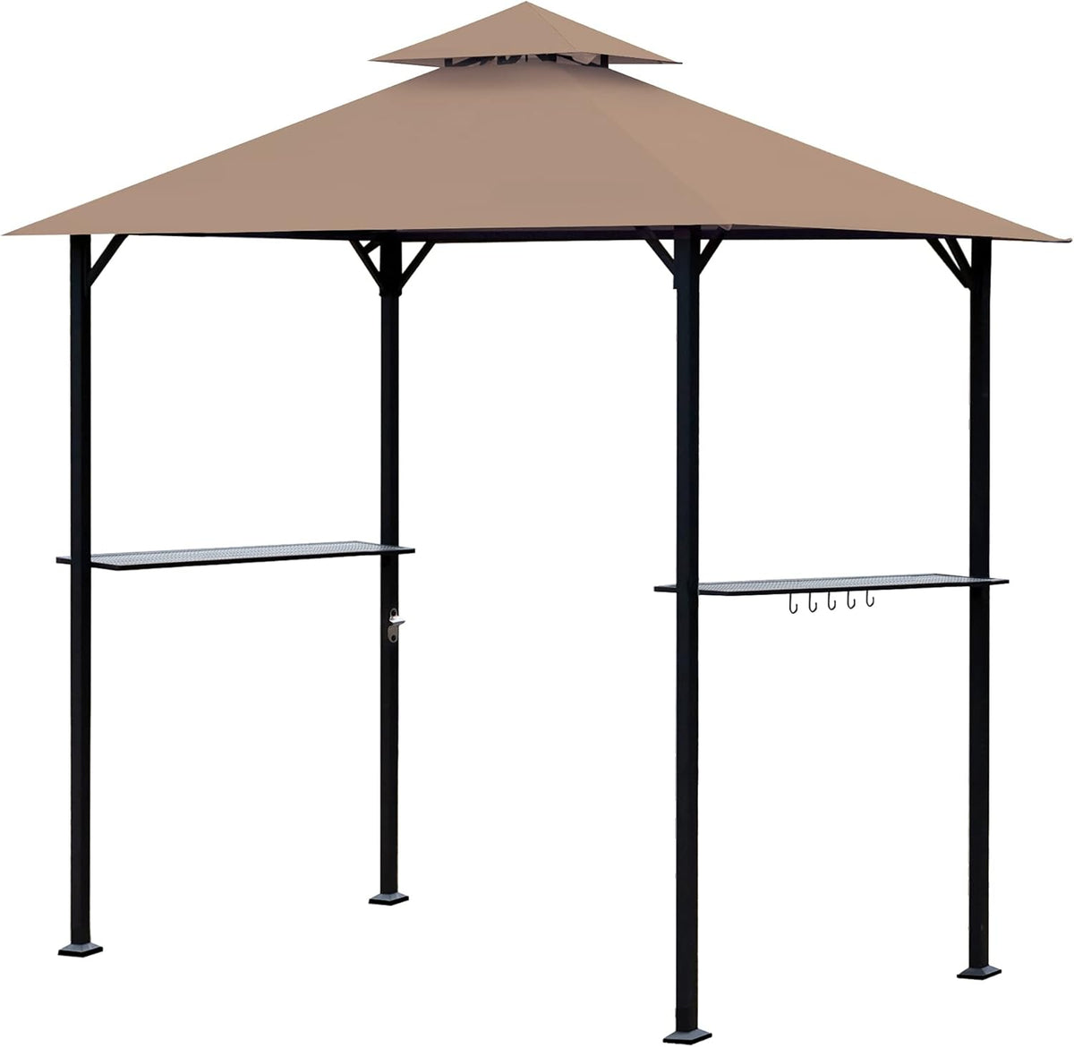 8 x 5 Ft Grill Gazebo with Steel Shelves and LED Lights X755145
