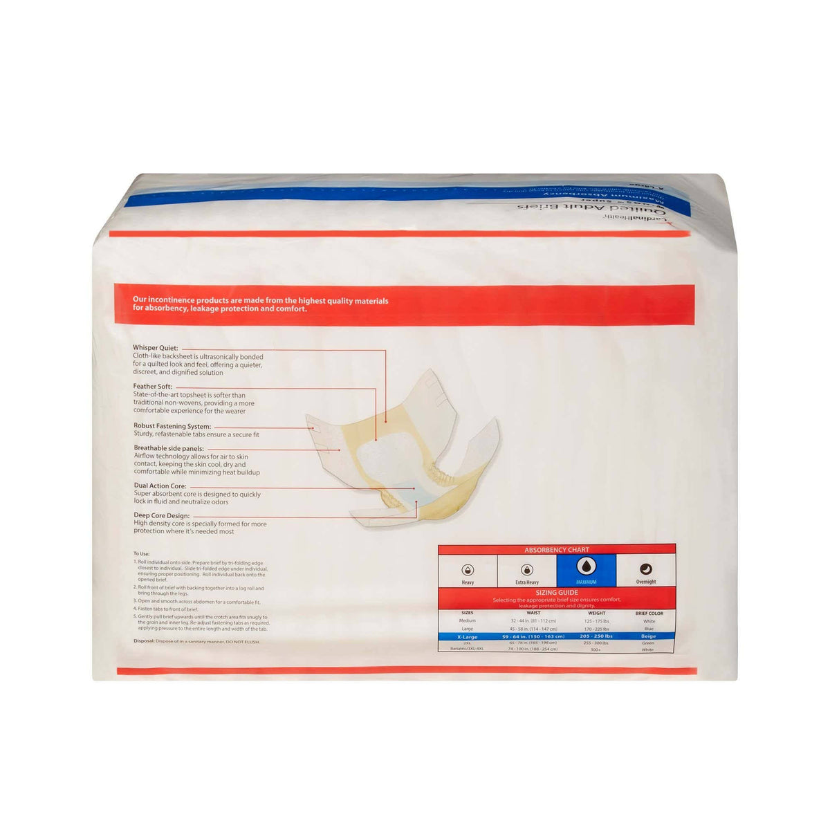 X-Large Quilted Incontinence Briefs Case of 60 Y570