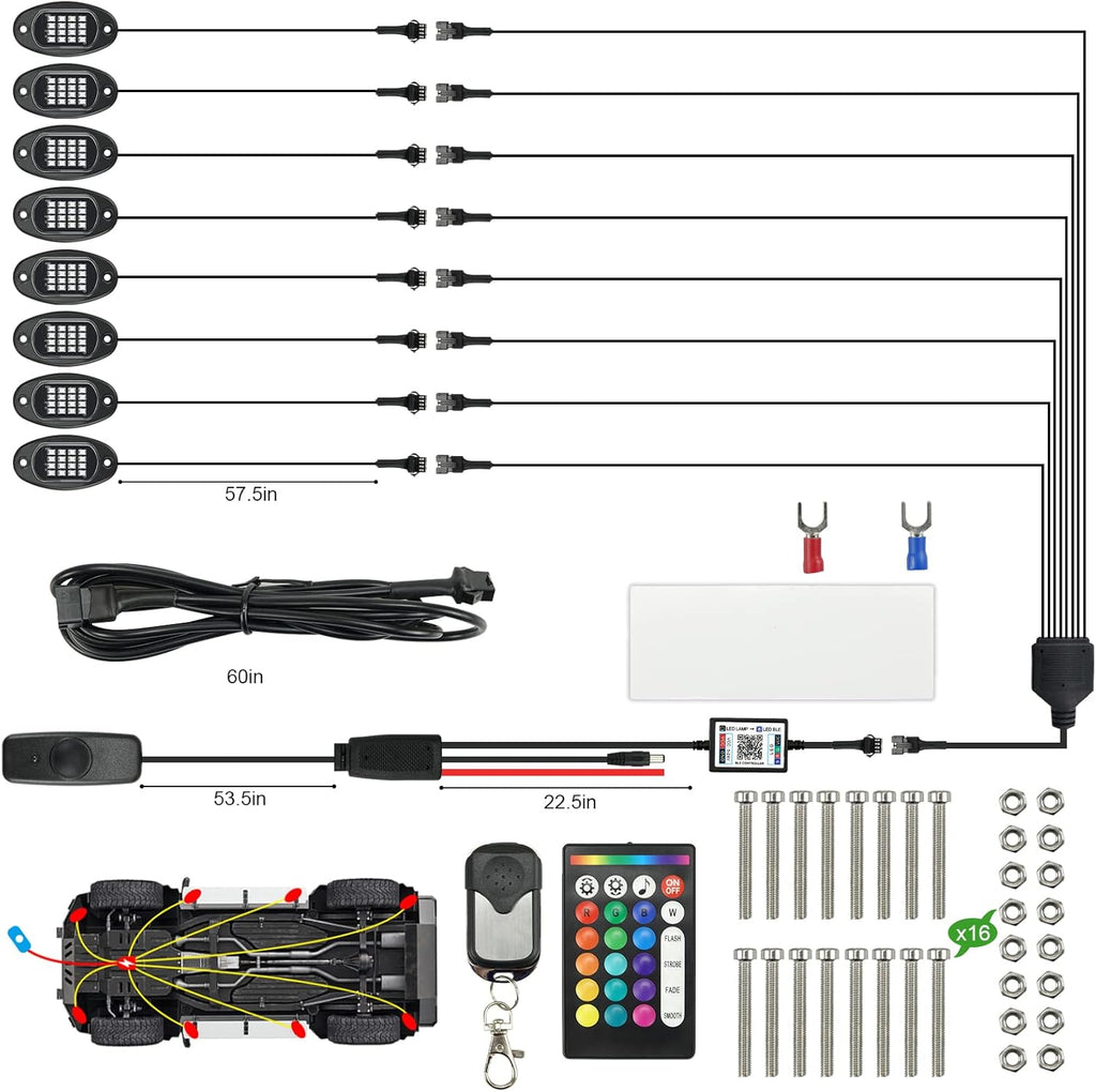 RGB LED Rock Lights 8 Pods Pack of 2 M421765