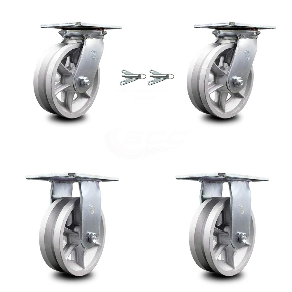 Heavy Duty Swivel Caster with 8 x 2 Silver Wheel, Pack of 2 E29046