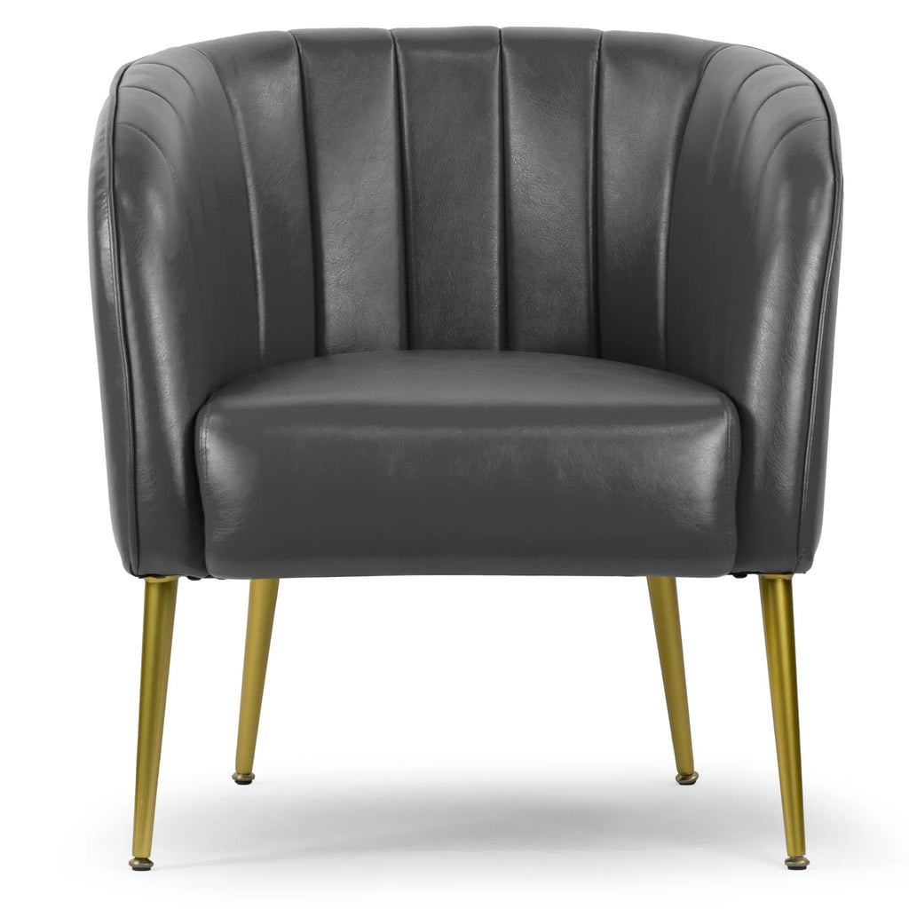 Grey Faux Leather Accent Chair O885