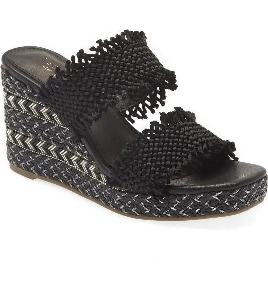 Black Platform Wedge Sandals Z17899