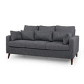Charcoal Fabric 3 Seater Sofa with Accent Pillows V230317